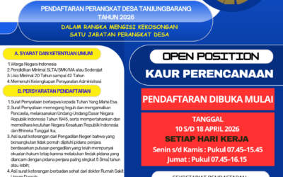 Pengumuman Resmi: Seleksi Terbuka Calon Perangkat Desa Tanjungbarang Posisi Kaur Perencanaan Tahun 2026